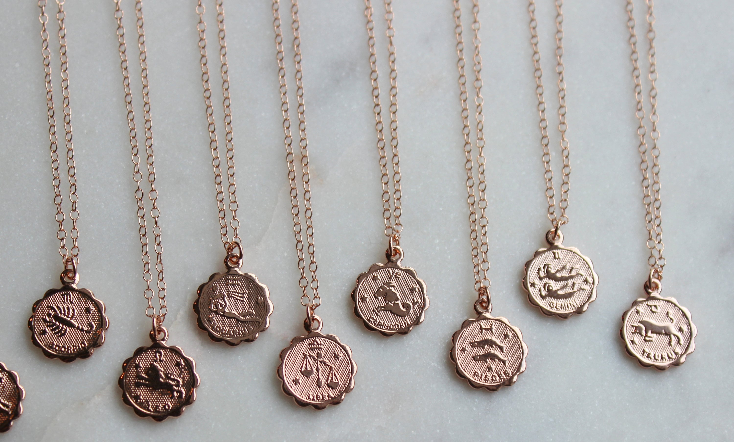 Rose Gold Zodiac Necklace Horoscope Necklace Zodiac Disc Etsy