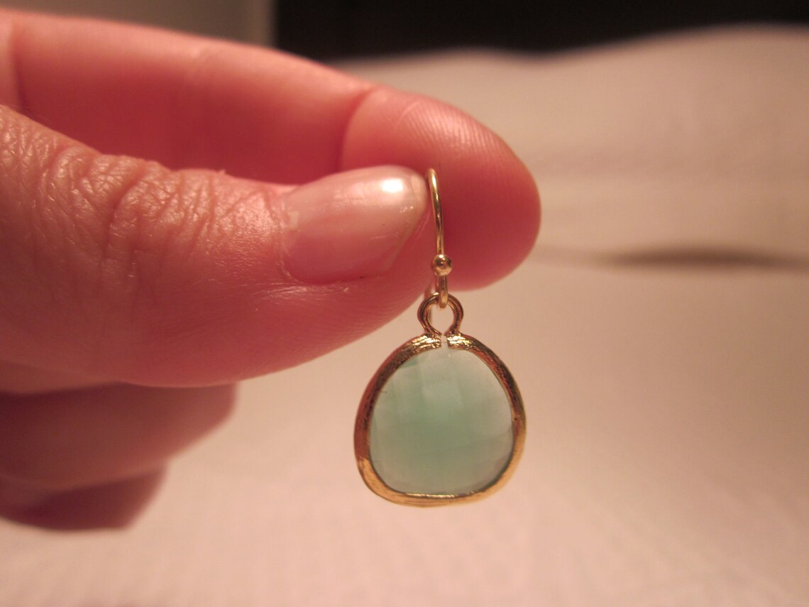 Pacific Aqua Mint Earrings Blue Bridesmaid Earrings Wedding Etsy