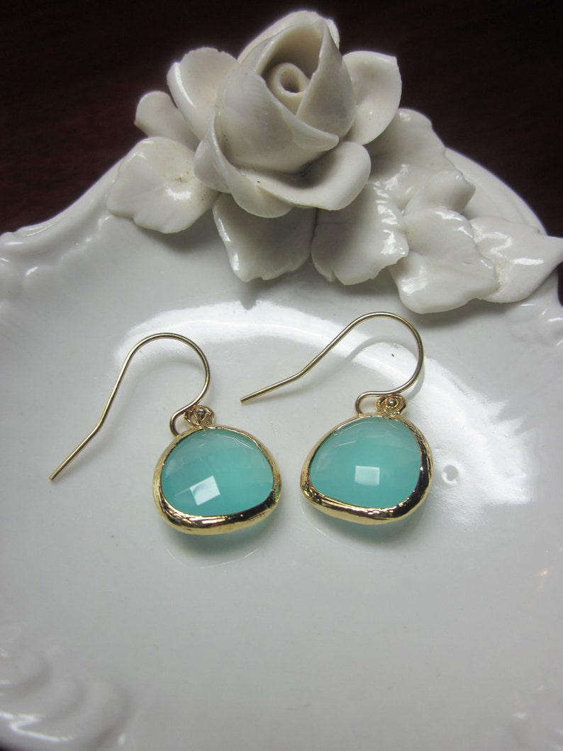 Pacific Aqua Mint Earrings Blue Bridesmaid Earrings Wedding Etsy