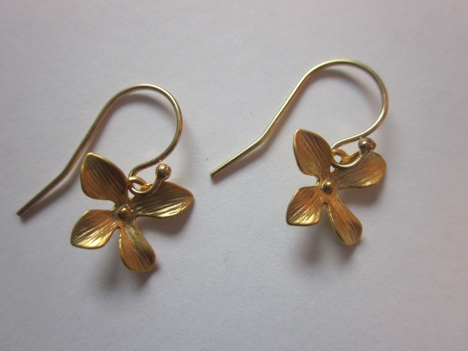Gold Orchid Earrings Flower Jewelry Bridesmaid Earrings Etsy