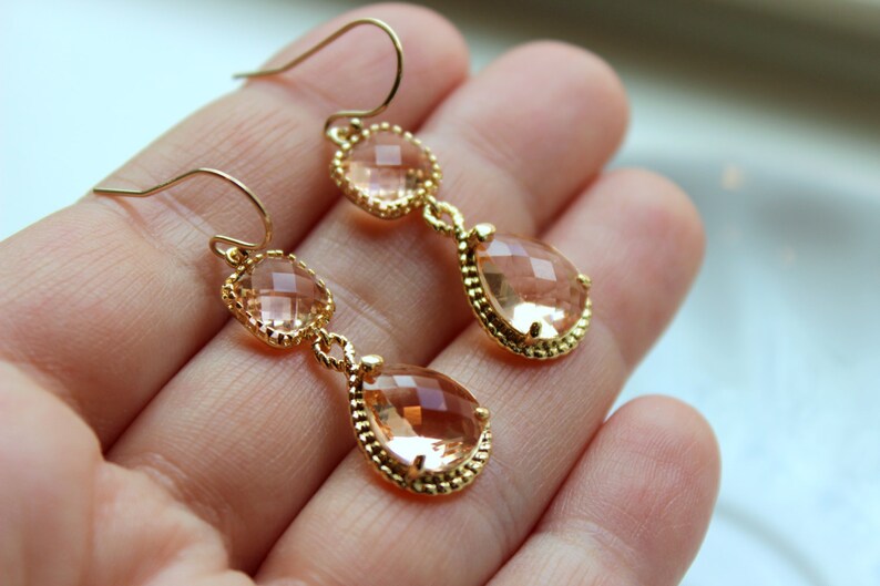 Blush Earrings Gold Earrings Pink Earrings Blush Jewelry Etsy