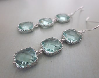 Prasiolite Earrings Light Green Earrings Sterling Silver Earwires - Bridesmaid Earrings - Bridal Earrings - Wedding Earrings