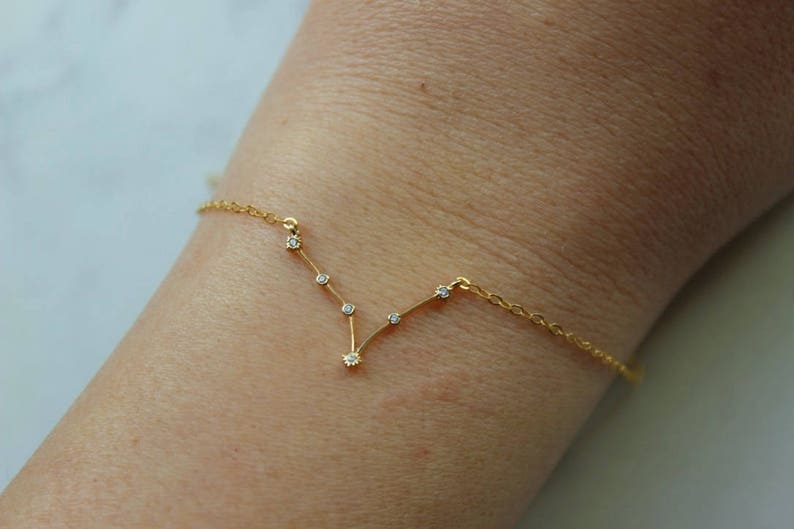 Personalized Jewelry Gift, Zodiac Jewelry, Gold Zodiac Bracelet, Zodiac Sign Bracelet, Constellation Bracelet, Celestial Wedding Party Gifts image 4