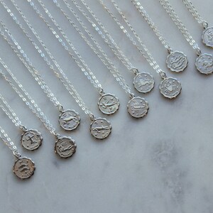 Silver zodiac coin necklace Clearance