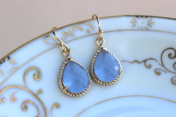 Periwinkle Earrings Gold Lavender Blue Earrings Bridesmaid