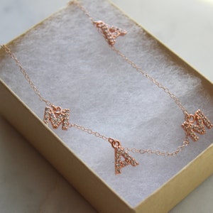 Rose Gold Mama Necklace, Crystal Mama Necklace, Custom Name Necklace, Personalized Jewelry, Mama Letter Necklace, Mom Necklace, Gift for Mom image 2