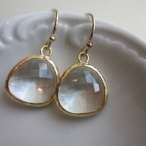 Gold Clear Crystal Earrings Gold Filled Earwires Bridesmaid Earrings Bridal Earrings Wedding Earrings Valentines Day Gift image 5
