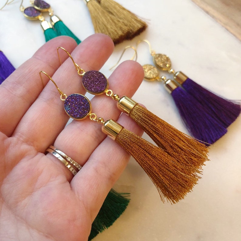 gold mardi gras earrings