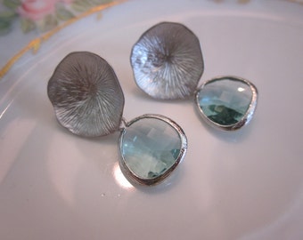 Prasiolite Earrings Silver Mushroom Coral - Bridesmaid Earrings - Bridal Earrings - Wedding Earrings