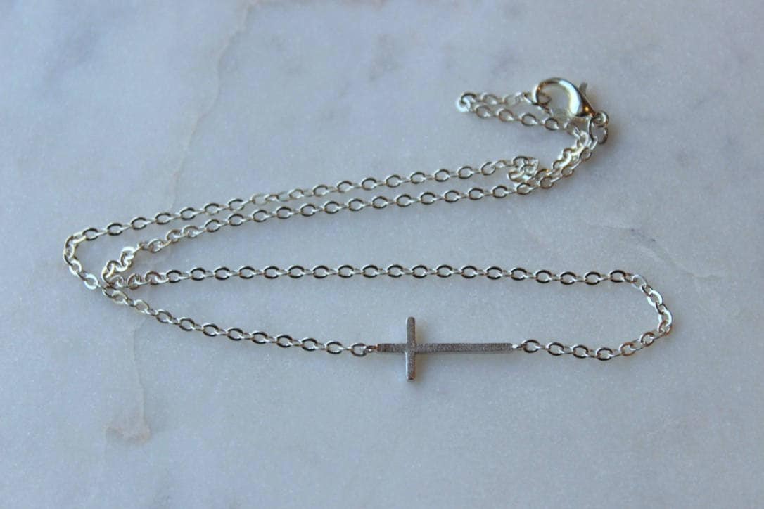 Sideways Cross Necklace, Sideways Cross, Sideway Cross Necklace, Sideways Necklace, Cross Jewelry, Jewelry Gift under 25, Cross Gift Ideas