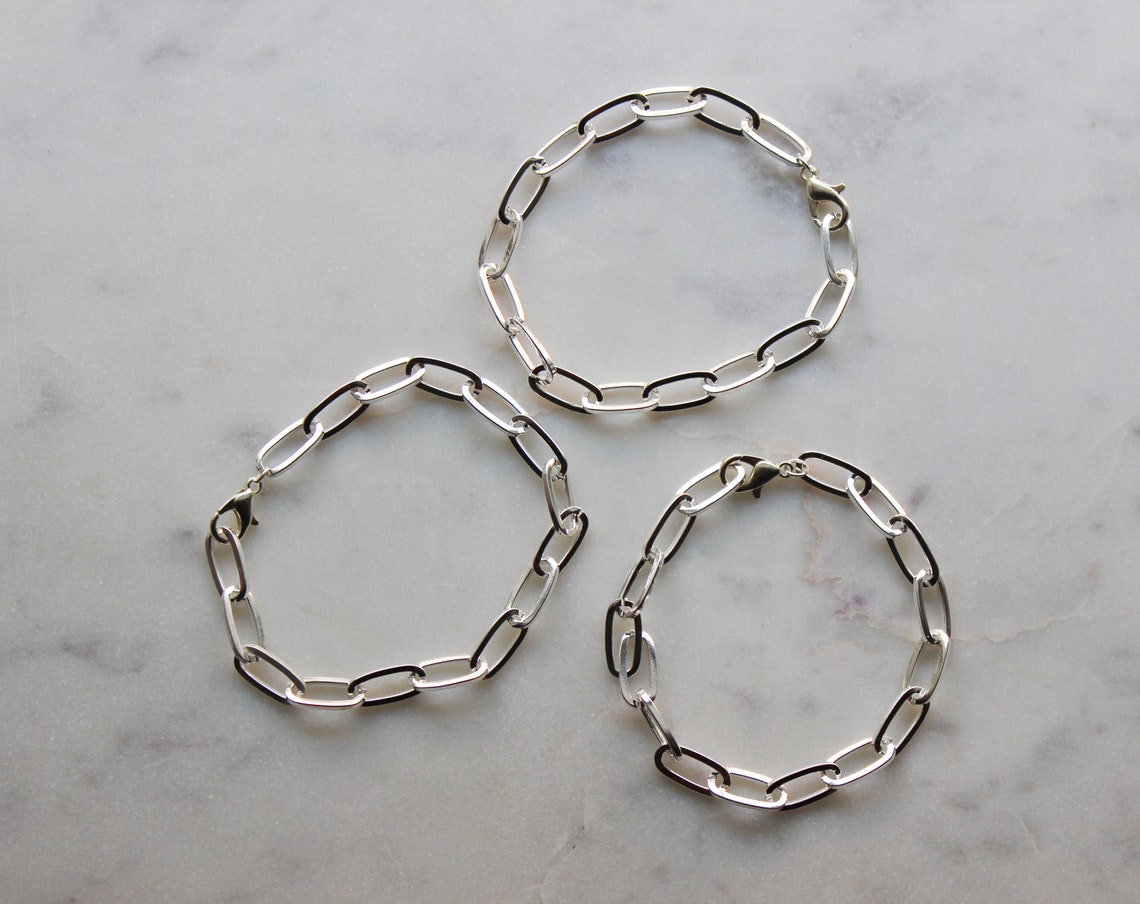 Silver Paperclip Bracelet Set Paperclip Bracelets Paperclip Etsy