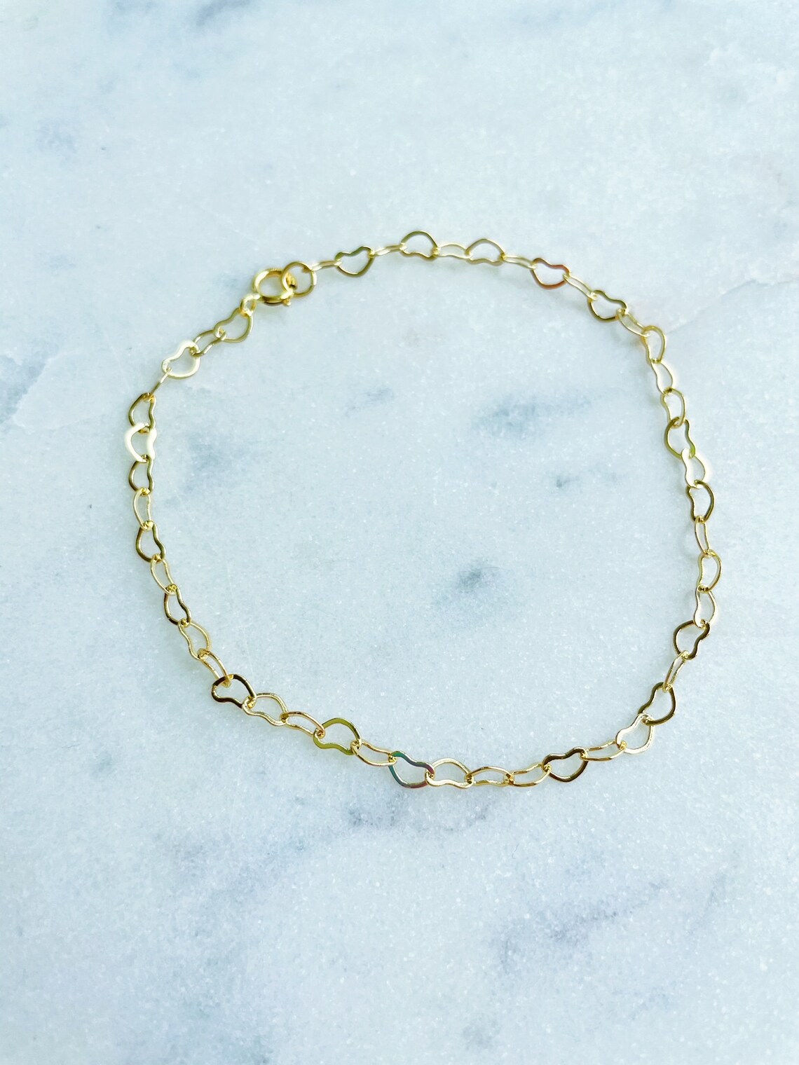 Gold Heart Bracelet Heart Chain Bracelet Gold Heart Jewelry Etsy