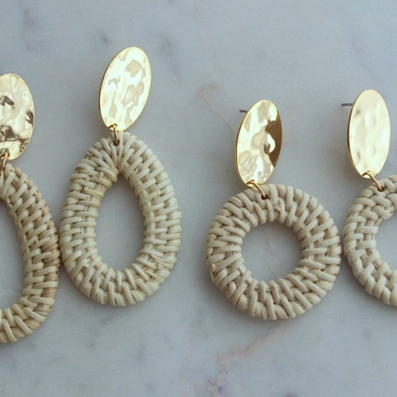 Rattan Earrings - Etsy