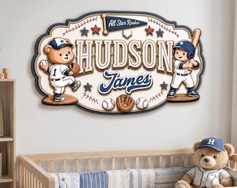 Personalized Baseball Nursery Name Sign Decor Baby Room