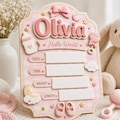 Personalized Birth Announcement Sign, Pink Hello World Baby Board product logo