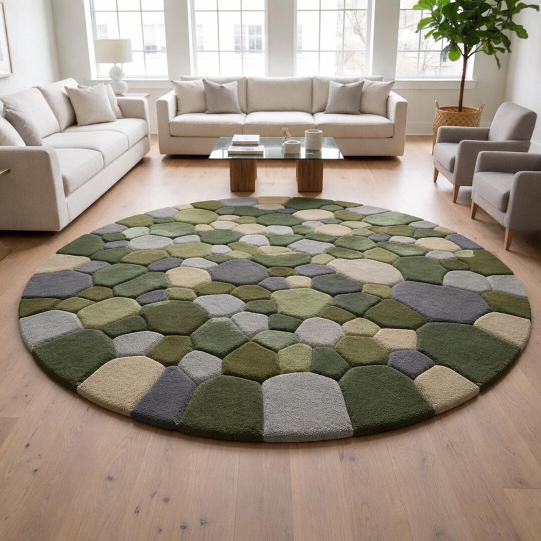 Modern Patterned Area Rug Modern Round Area Rug Handmade Pebble Stone Pattern Carpet for Living ...