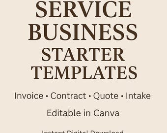 Service Business Rechnung & Vertragsvorlagen | Bearbeitbare Canva Forms | Small Business Starter Paket