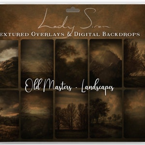 10 x Old Masters Landscapes , High Resolution for Photoshop, Textured Overlays Digital Backdrops