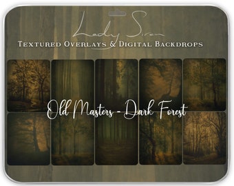 10 x Old Masters Dark Forest , High Resolution for Photoshop, Textured Overlays Digital Backdrops
