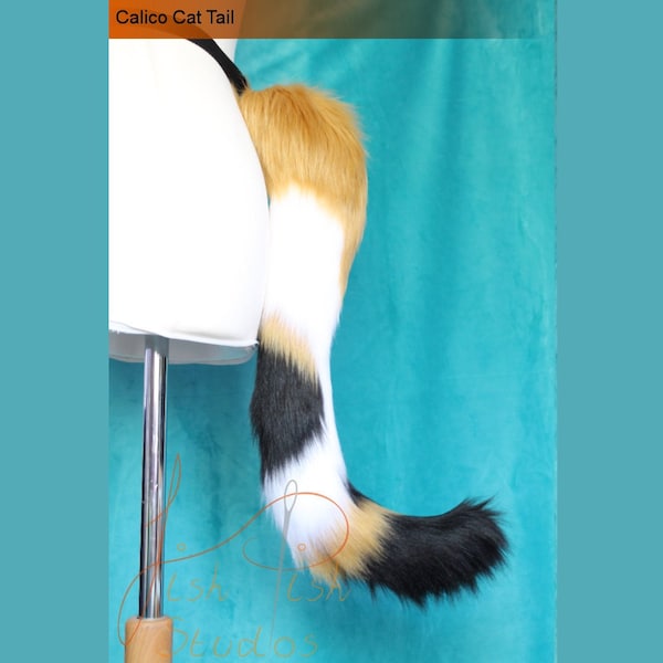 Calico Cat Luxury Faux  Fursuit Cosplay Tail - Great for Cat Girl and Boy Furry gijinka LARP and festivals