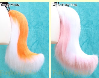 Small Wolf Fursuit Cosplay Tail - Black and White or with Rainbow - Great for kitty cat neko or festival Costumes - Fursuit accessory