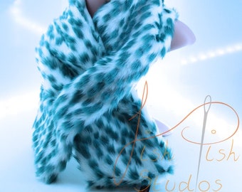 Pre-Made - Luxury Faux Fur Scarf - Spotted Leopard Type Print
