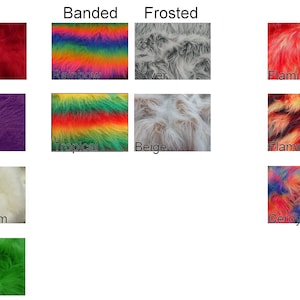 the colour chart of basic faux fur fabrics available from our supplier