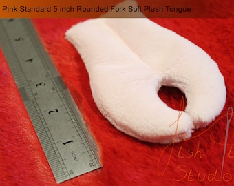 Round Forked Fursuit Tongue ~ Soft Plush Fabric tongue for Fursuit Heads and Dino Masks