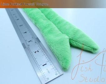 Pre-Made Forked Dark Lime Plush Fabric Fursuit Tongue