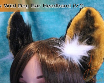 Luxury Tufted Flexi and Furry Wild Dog Ears on Headband - great for furries fursuits gijinka festival and cosplay