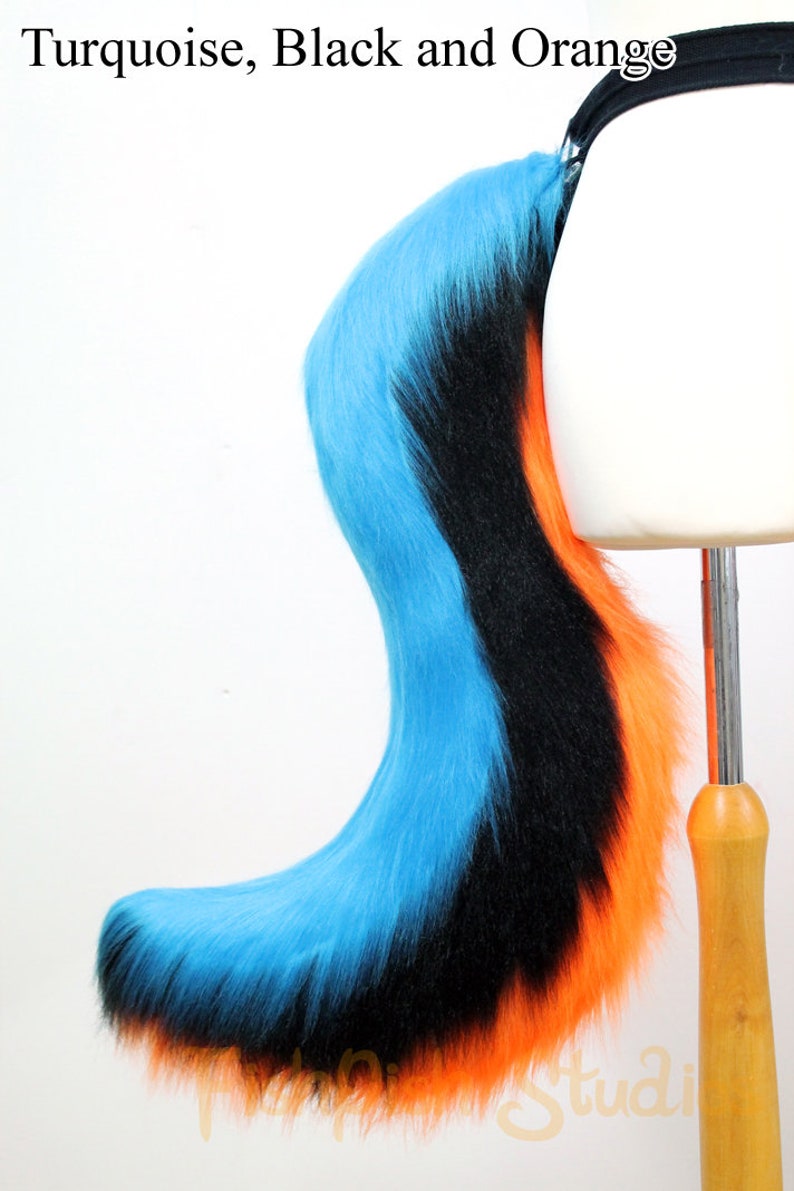 Striped 3 Colour Wolf Fursuit Cosplay Tail Base to Tip - Etsy