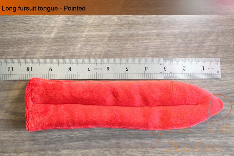 an example of the long pointed fursuit tongue in red