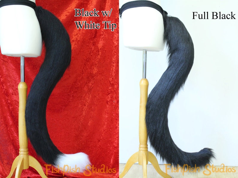 XL Cat Fursuit Cosplay Tail Black White & other colours Etsy