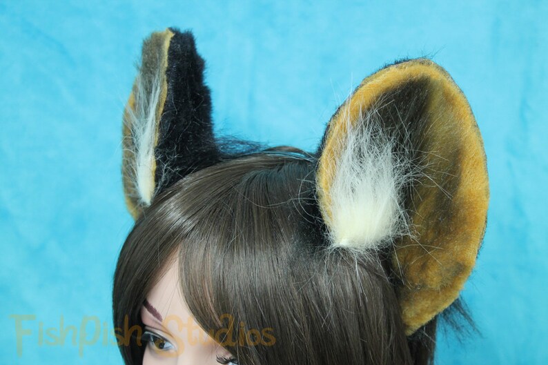 Tufted Flexi Wild Dog Ears great for furries fursuits gijinka festival