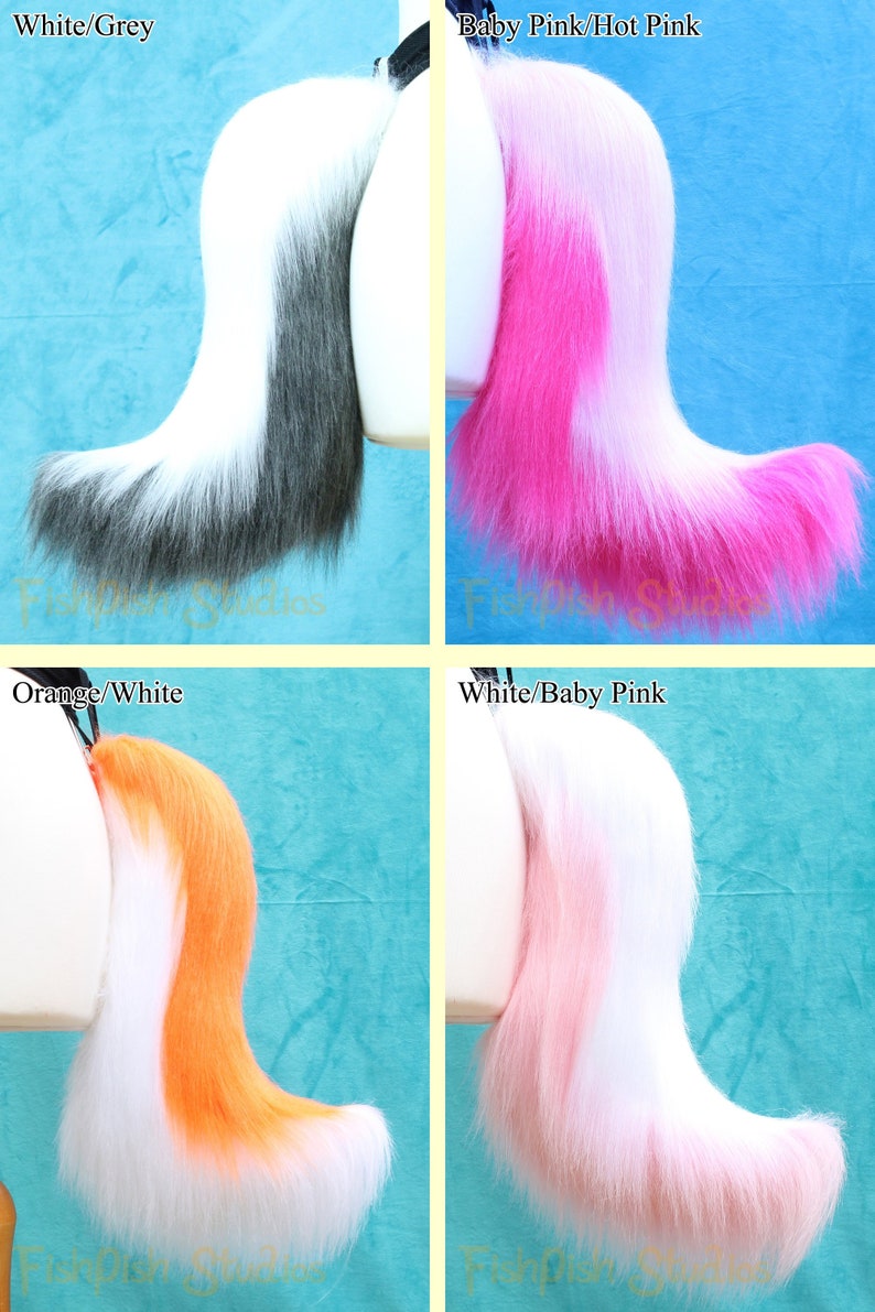 Fursuit accessory Great for kitty cat neko or festival Costumes Black and White or with Rainbow Small Wolf Fursuit Cosplay Tail