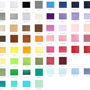 The soft plush colour chart of shades available from our fabric supplier