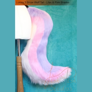 Luxury Faux Fur Striped Wolf Tail: Tri-Colour Cosplay Costume