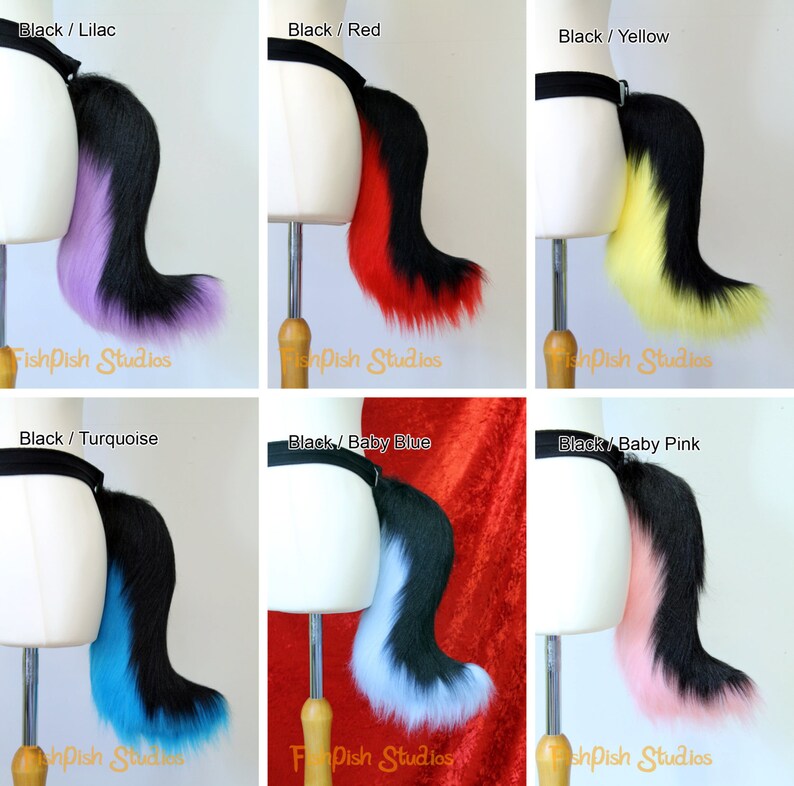 Fursuit accessory Great for kitty cat neko or festival Costumes Black and White or with Rainbow Small Wolf Fursuit Cosplay Tail