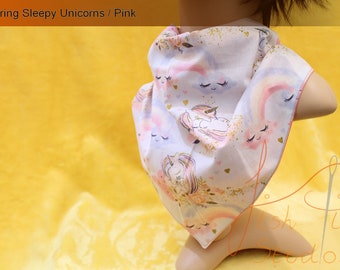 Premade - Extra Large Fursuit Bandana - Glittery Sleeping Unicorns and Pink - Fashion XL Jumbo double sided Neck Scarf Accessory