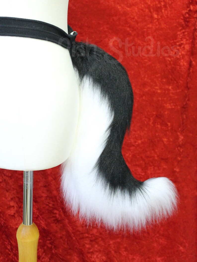 Fursuit accessory Great for kitty cat neko or festival Costumes Black and White or with Rainbow Small Wolf Fursuit Cosplay Tail