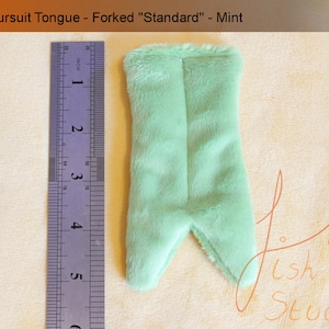 an example of the standard forked tongue in mint green