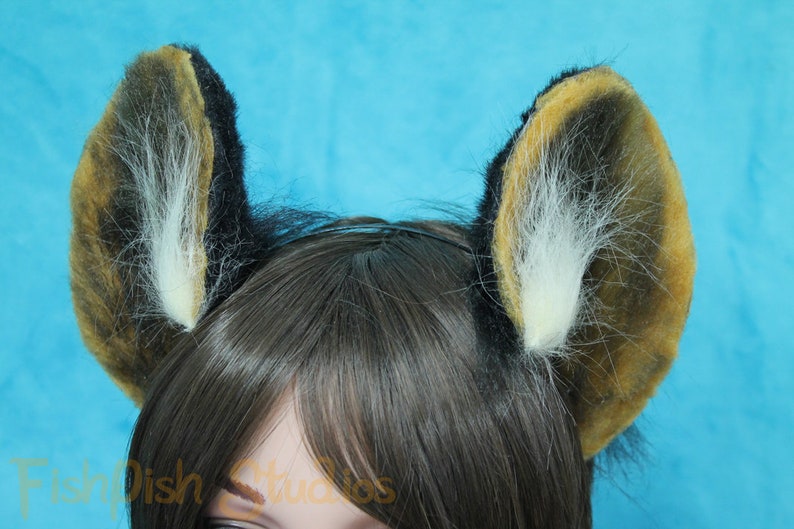 Tufted Flexi Wild Dog Ears great for furries fursuits gijinka festival