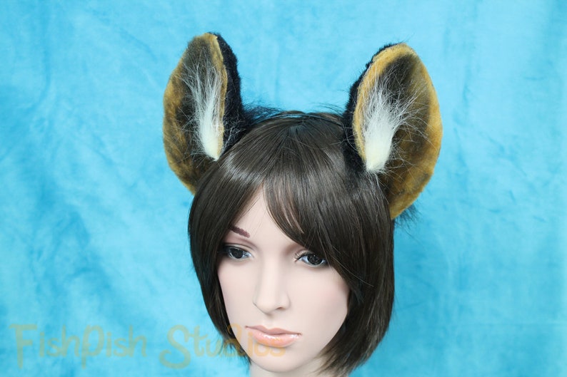 Tufted Flexi Wild Dog Ears great for furries fursuits gijinka festival