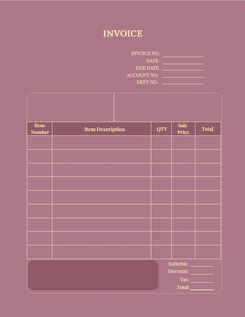 Editable Invoice Template | Luxury Mauve Business Template ...