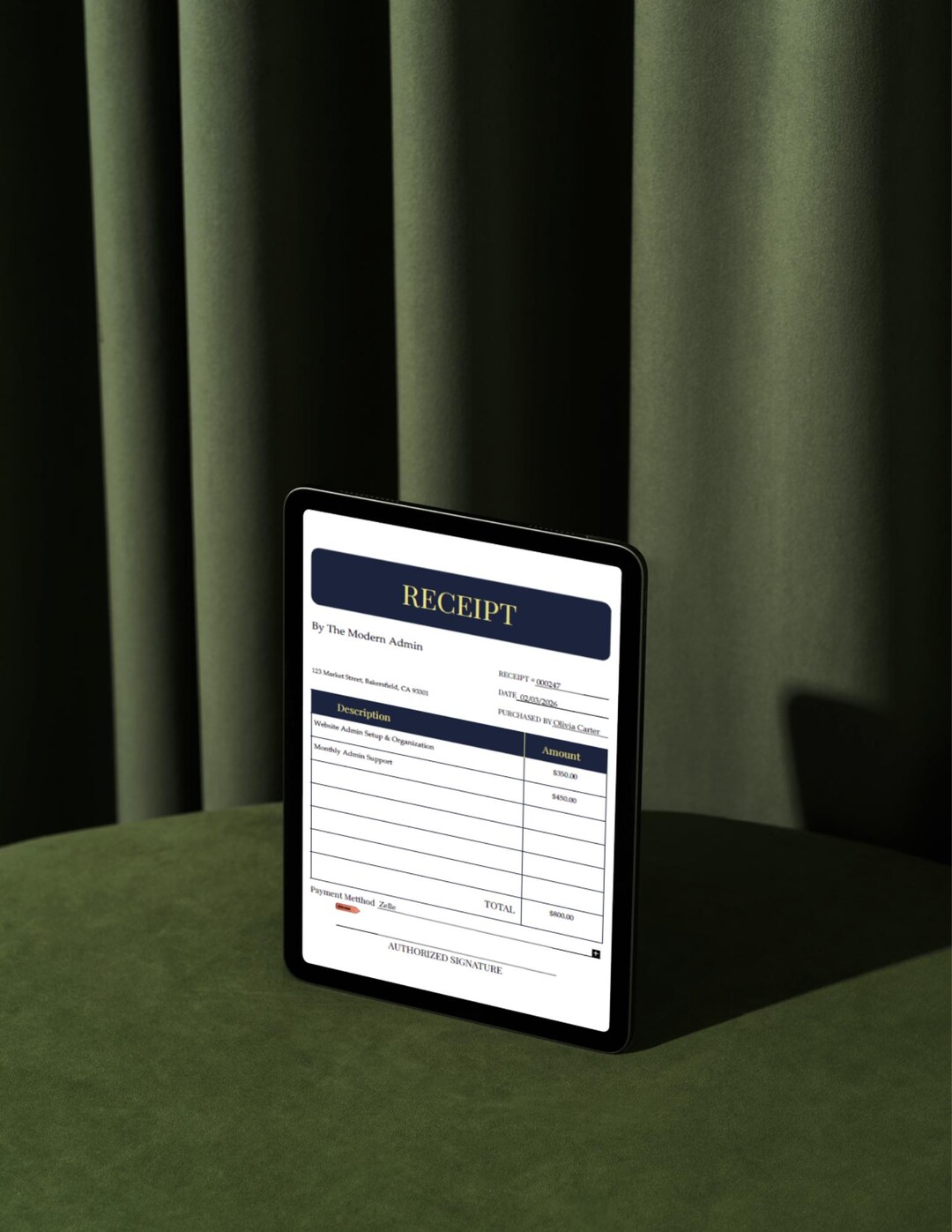 Blue Receipt Template | Clean Editable Receipt - Etsy