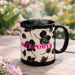 Black Floral Pattern Mug | Black Bloom Ceramic Coffee Cup