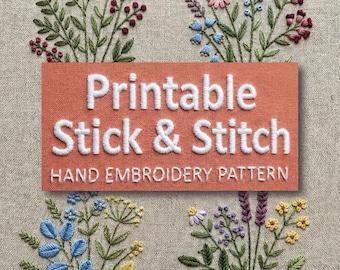 Wildflower Bouquet Hand Embroidery Pattern, Beginner Floral Stitching, (PDF Pattern)