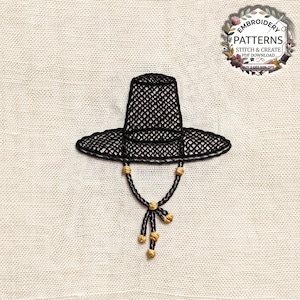 Korean Gat Hat Minimalist Embroidery Pattern PDF