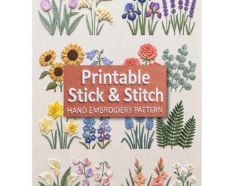 Botanical Wildflowers Modern Minimalist Embroidery Pattern PDF