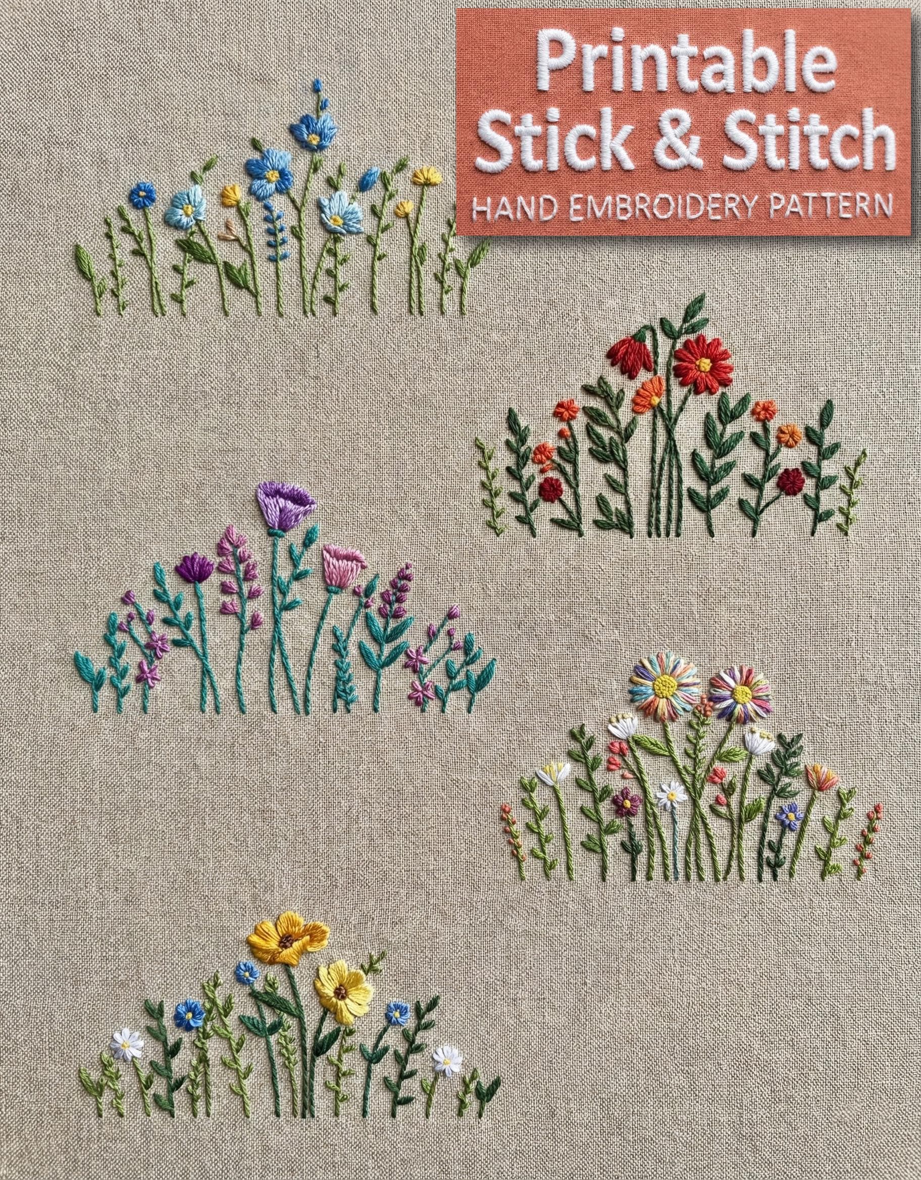 10 in 1 Bestsellers Floral Hand Embroidery Pattern Mega Bundle ...